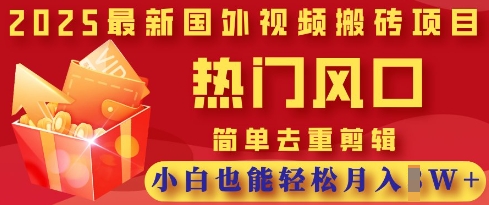 2025最新视频搬砖项目，热门风口，简单去重剪辑，小白也能轻松月入过W-87创业网