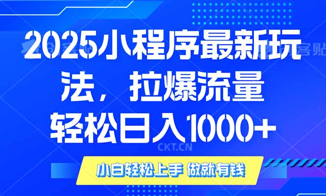 2025年小程序最新玩法，流量直接拉爆，单日稳定变现1000+-87创业网