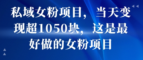私域女粉项目，当天变现超1k，这是最好做的女粉项目，可放大操作-87创业网