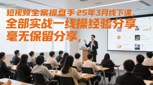 短视频全案操盘手25年3月线下课，全部实战一线操盘手经验分享，毫无保留分享，全是干货-87创业网
