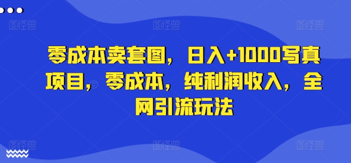 零成本卖套图，日入+1000写真项目，零成本，纯利润收入，全网引流玩法-87创业网