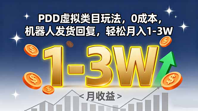 PDD虚拟类目玩法，0成本，机器人发货回复，轻松月入1-3W-87创业网