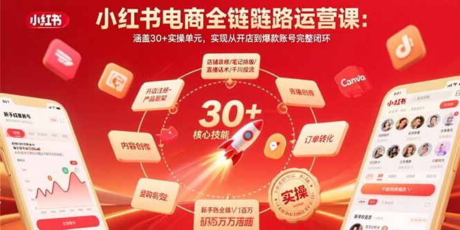 小红书电商全链路运营课：涵盖30+实操单元，实现从开店到爆款账号完整闭环-87创业网