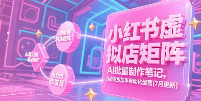 小红书虚拟店矩阵，AI批量制作笔记，自动发货加半自动化运营(7月更新-87创业网
