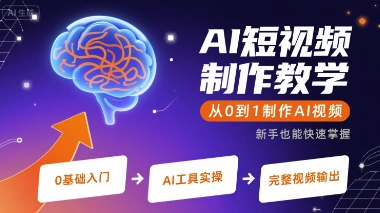 AI短视频制作教学，从0到1制作AI视频-87创业网