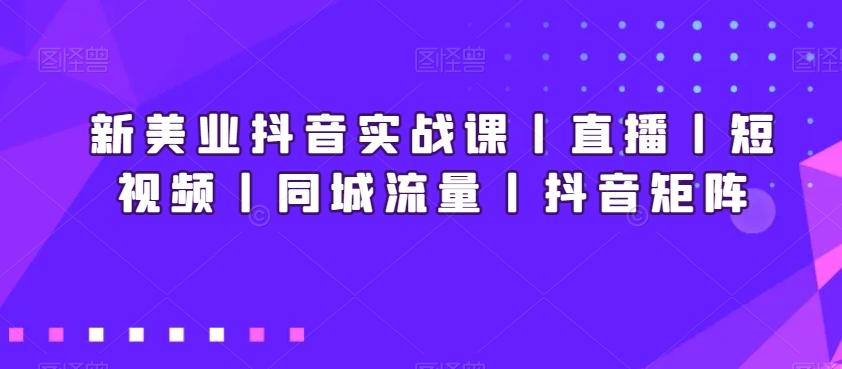 新美业抖音实战课丨直播丨短视频丨同城流量丨抖音矩阵-87创业网