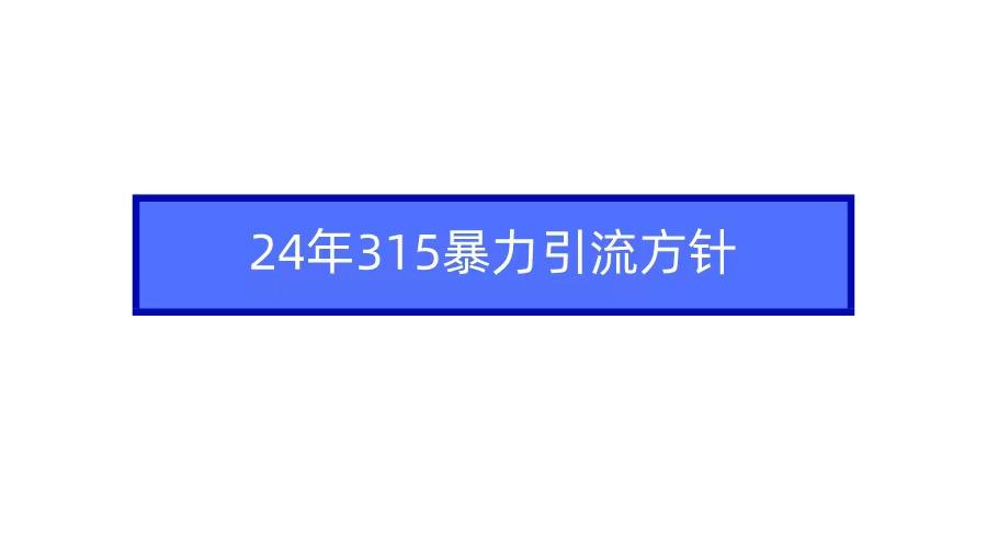 (9398期)2024年315暴力引流方针-87创业网