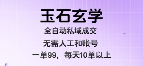 玉石玄学全自动私域成交，一单99每天十单以上，无需人工和矩阵账号，蓝海项目直接干【揭秘】-87创业网