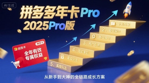 拼多多年卡2025Pro版，五大板块从认知到基础、从推广到活动、从活动到玩法-87创业网