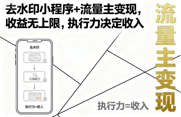 去水印小程序+流量主变现，收益无上限，执行力决定收入-87创业网
