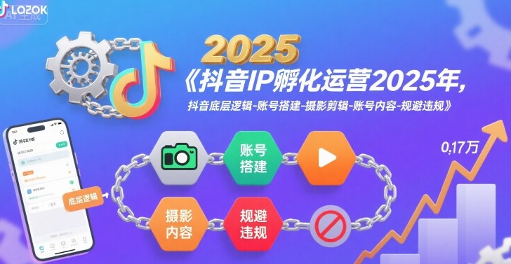抖音IP孵化运营2025年，抖音底层逻辑-账号搭建-摄影剪辑-账号内容-规避违规-87创业网