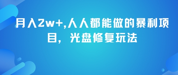 月入2w+，人人都能做的暴利项目，光盘修复玩法-87创业网