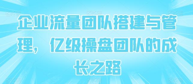 企业流量团队搭建与管理，亿级操盘团队的成长之路-87创业网