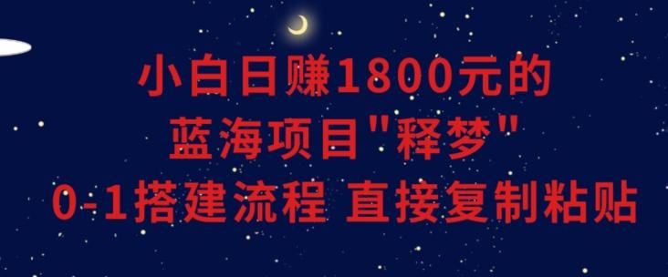 小白能日赚1800元的蓝海项目”释梦”0-1搭建流程可直接复制粘贴长期做【揭秘】-87创业网