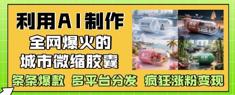 利用AI制作全网爆火的城市微缩胶囊，条条爆款， 多平台分发，疯狂涨粉变现-87创业网