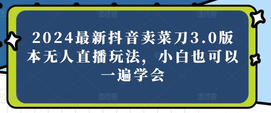 2024最新抖音卖菜刀3.0版本无人直播玩法，小白也可以一遍学会【揭秘】-87创业网