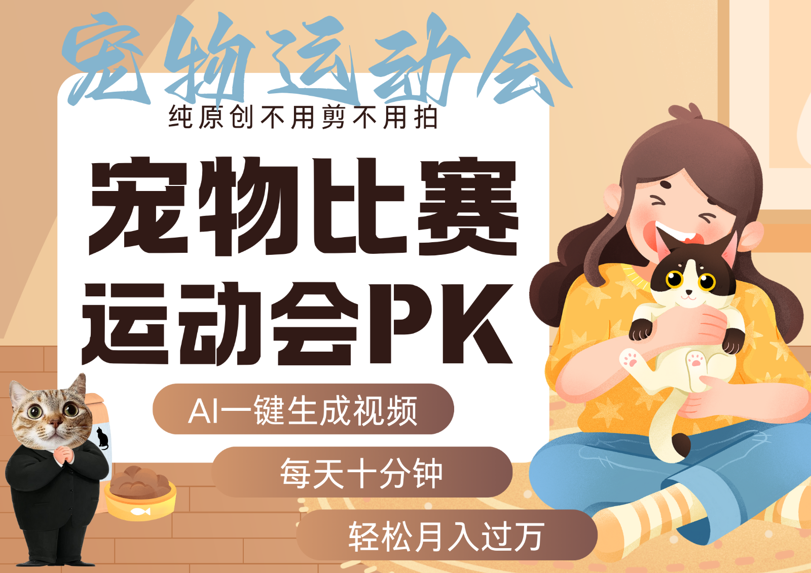 AI萌宠运动员跳水 射击 篮球 足球比赛 每天十分钟 附详细提示词文案库 代替做…-87创业网