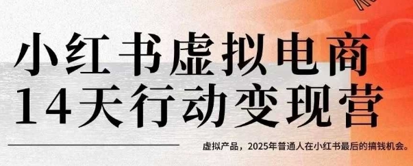 小红书虚拟电商14天变现训练营，虚拟产品，2025年普通人在小红书最后的搞钱机会(更新)-87创业网