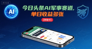 今日头条AI军事赛道，单日收益多张 ，手机可做【附指令】-87创业网