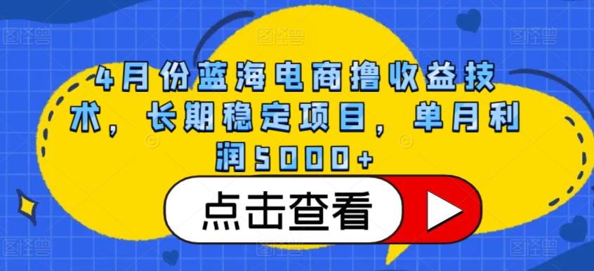 4月份蓝海电商撸收益技术，长期稳定项目，单月利润5000+【揭秘】-87创业网