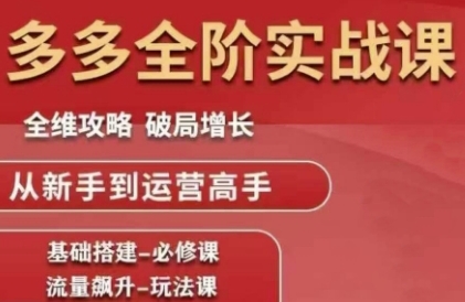 拼多多全阶实战课程，全维攻略，破局增长，从新手到运营高手-87创业网