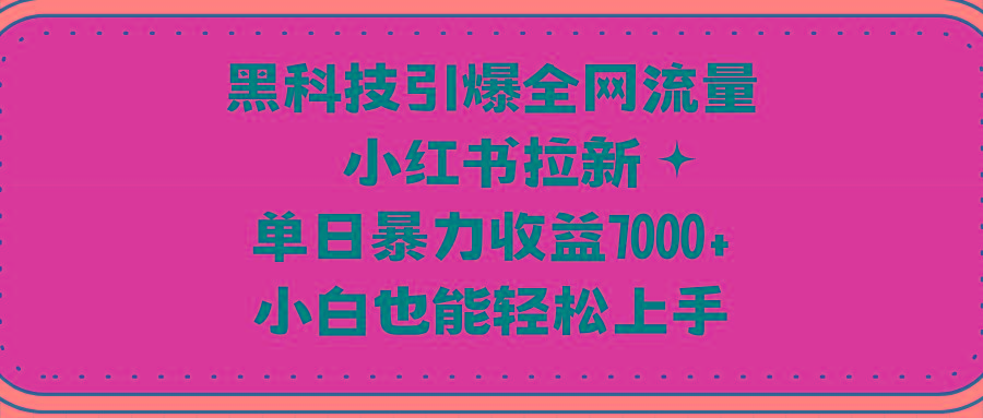 (9679期)黑科技引爆全网流量小红书拉新，单日暴力收益7000+，小白也能轻松上手-87创业网