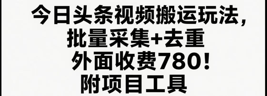 今日头条视频搬运玩法，软件一键去重，轻松日入500+附项目工具-87创业网