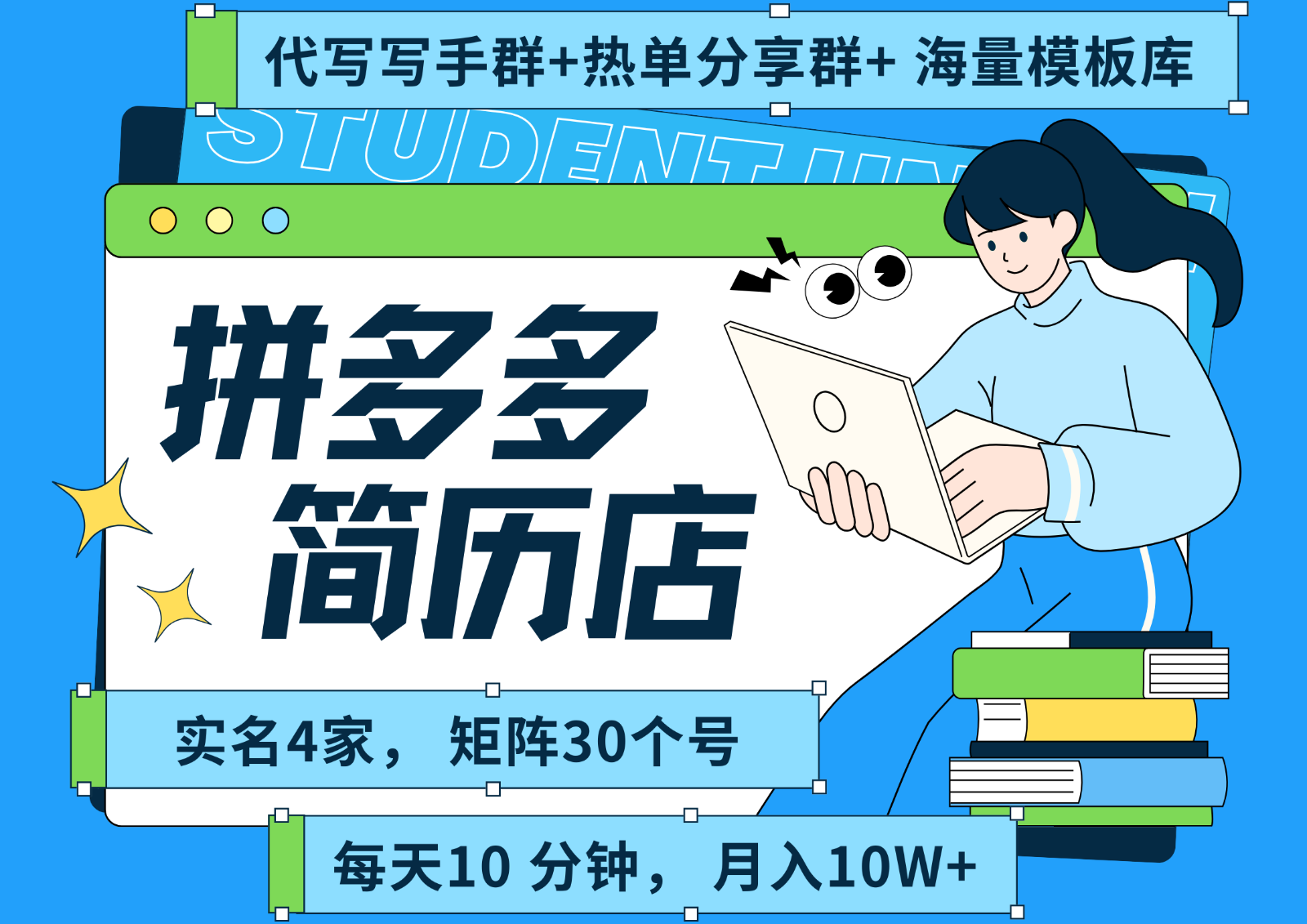 拼多多电商 拼多多 虚拟资料 简历 海报代写 全SOP流程 毫无保留分享(含后端资料)-87创业网