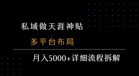 私域做天涯神贴 多平台布局 月入5k+详细流程拆解-87创业网