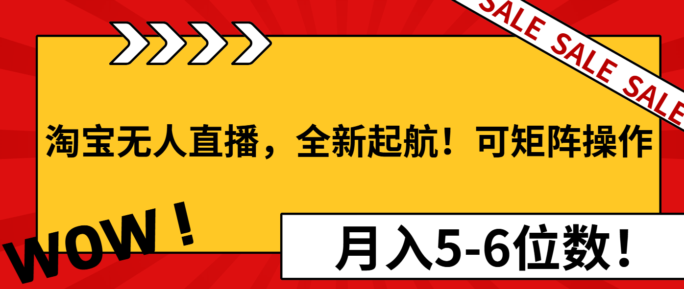 淘宝无人直播，全新起航！可矩阵操作，月入5-6位数！-87创业网