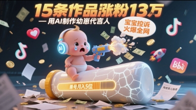 用AI制作幼崽代言人，宝宝的控诉火爆全网，15条作品涨粉13W，单号月入5位数实操教程-87创业网