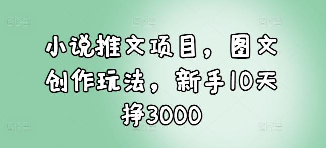 小说推文项目，图文创作玩法，新手10天挣3000-87创业网