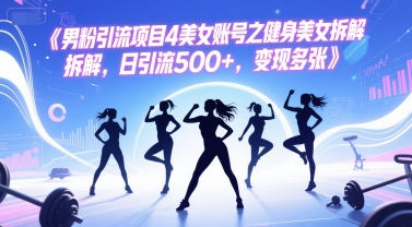 男粉引流项目4美女账号之健身美女拆解，日引流500+，变现多张-87创业网