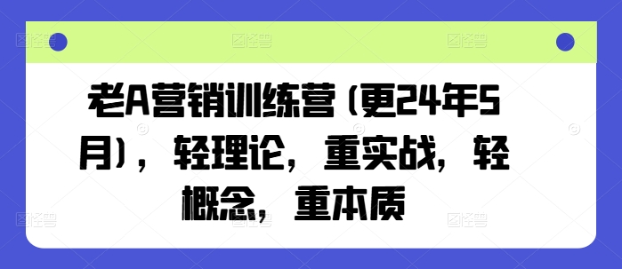 老A营销训练营(更25年3月)，轻理论，重实战，轻概念，重本质-87创业网