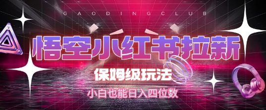 悟空小红书拉新，保姆级玩法，小白也能日入四位数-87创业网