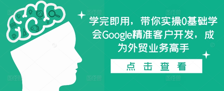 学完即用，带你实操0基础学会Google精准客户开发，成为外贸业务高手-87创业网