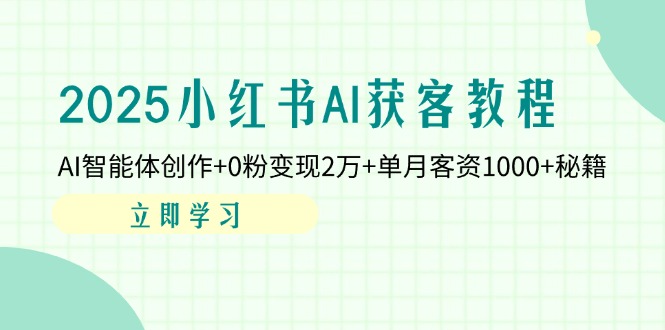 2025小红书AI获客教程：AI智能体创作+0粉变现2万+单月客资1000+秘籍-87创业网
