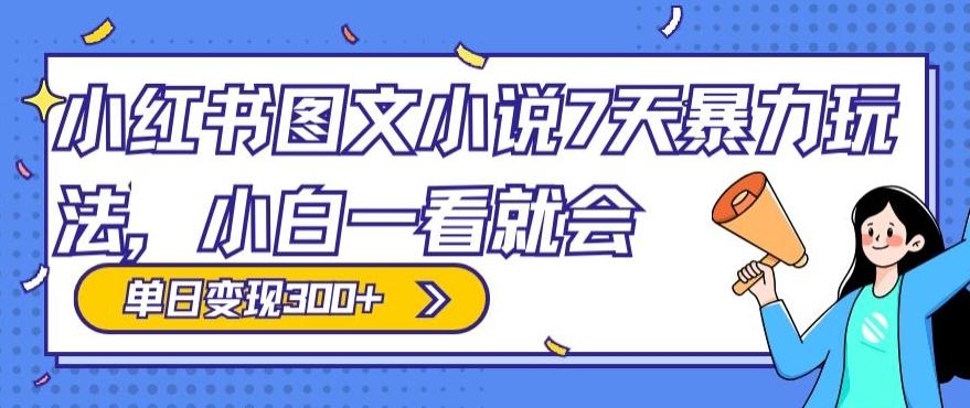 小红书图文小说7天暴力玩法，小白一看就会，单日变现300+-87创业网