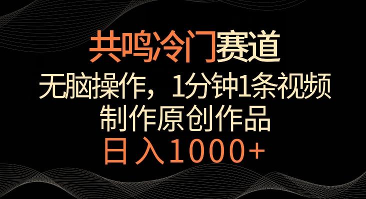 共鸣冷门赛道，无脑操作，一分钟一条视频，日入1000+【揭秘】-87创业网