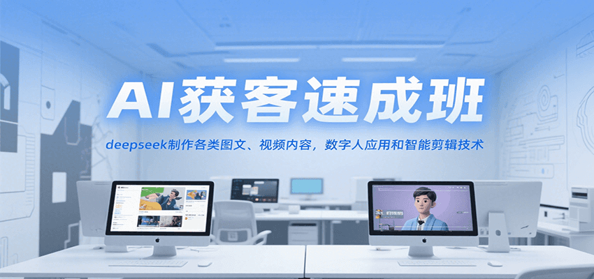 AI获客速成班，deepseek制作各类图文、视频内容，数字人应用和智能剪辑技术-87创业网