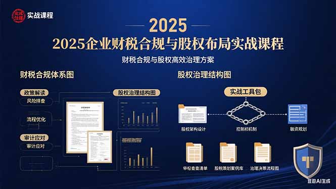 2025企业财税合规与股权布局的实战课程：财税合规与股权高效治理方案-87创业网