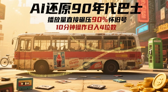 AI还原90年代巴士，一帧就让70后泪崩，播放量直接碾压90%怀旧号，每天操作十分钟，日入四位数-87创业网