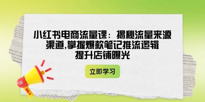 小红书电商流量课：揭秘流量来源渠道,掌握爆款笔记推流逻辑,提升店铺曝光-87创业网