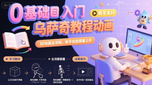 0基础入门乌萨奇教程动画，3D动画全流程，新手也能跟着上手-87创业网
