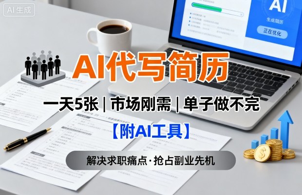 AI代写简历，一天5张，今年找工作难，市场刚需，单子做不完【附AI工具】-87创业网