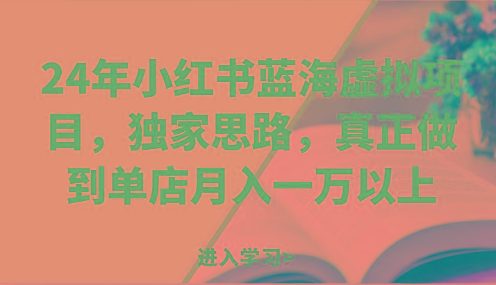 24年小红书蓝海虚拟项目，独家思路，真正做到单店月入一万以上。-87创业网