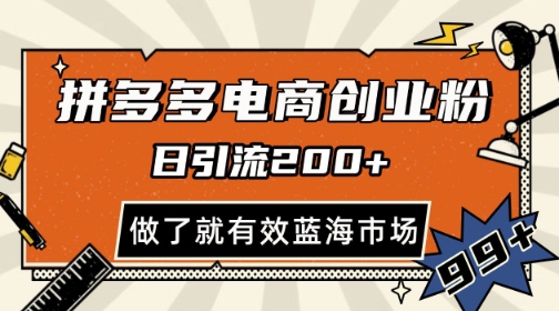 拼多多引流电商创业粉，日引200+，可矩阵放大，做了就有效【揭秘】-87创业网