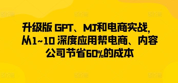 升级版 GPT、MJ和电商实战，从1~10 深度应用帮电商、内容公司节省60%的成本-87创业网