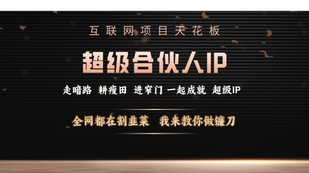 互联网项目天花板，超级合伙人IP，全网都在割韭菜，我来教你做镰刀【仅揭秘】-87创业网