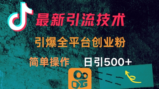 最新引流方法，引爆全平台的一个创业粉，简单操作日引300+-87创业网